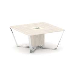 Steel Meet Стол переговорный квадратный MMK-PR.B.SP-08 Денвер Светлый/Ваниль Глянец/Нержавеющая Стал