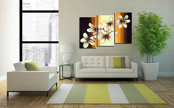 Модульная картина "Бежевый цветок"