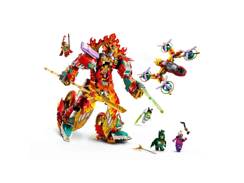 Конструктор LEGO Monkie Kid 80057 Боевой робот Нежы "Огненное кольцо"