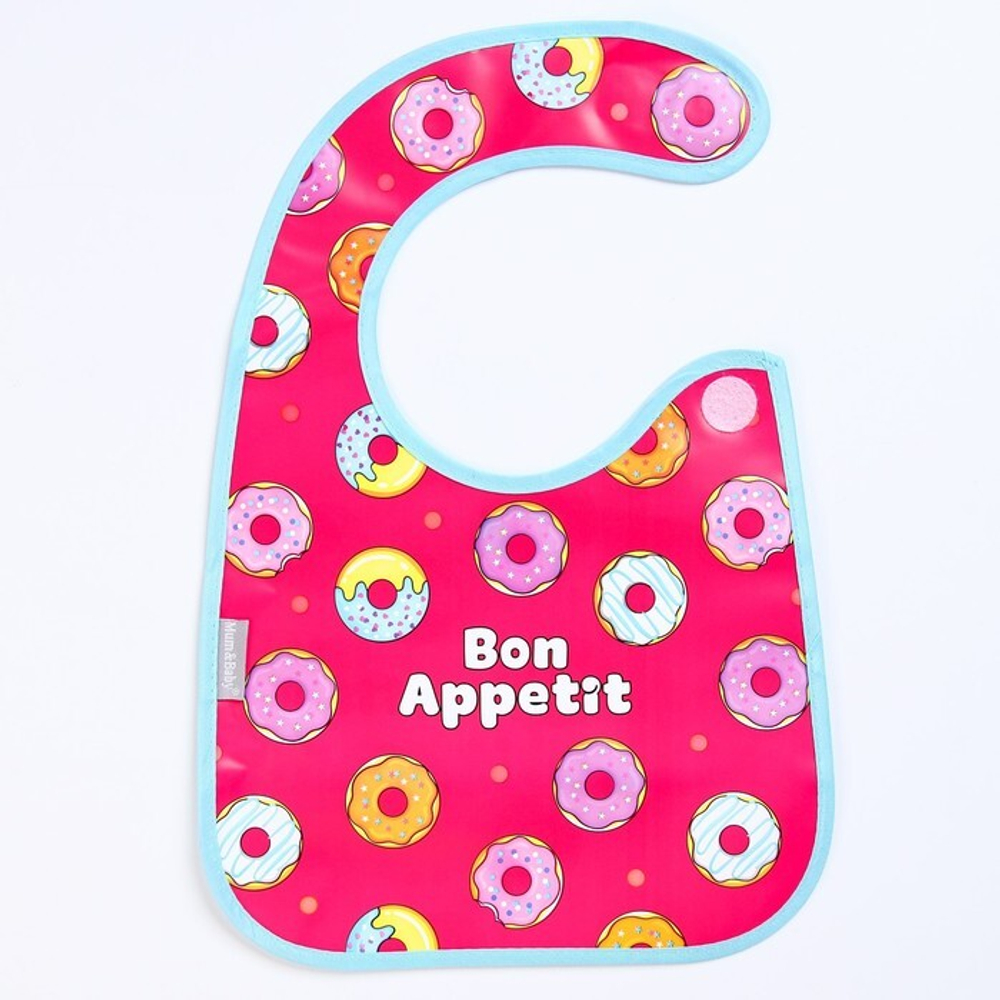 7127786 Нагрудник детский «Пончики», на липучке, с карманом