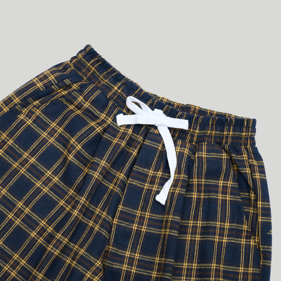 Plaid Baggy Pants Dark-Blue