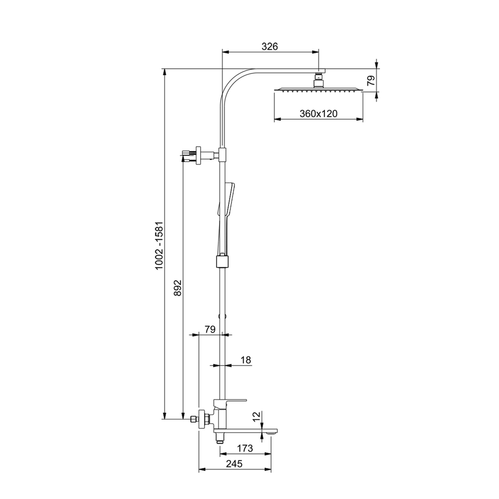 Душевая система 35к G2483-8 GAPPO лейка "Тропический душ" БЕЛЫЙ-хром