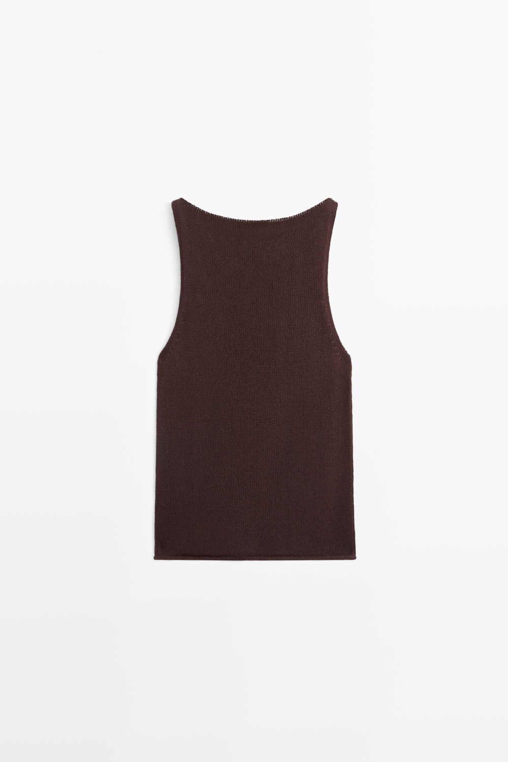 Massimo Dutti Топ из тонкого трикотажа с горловиной халтер, шоколадный