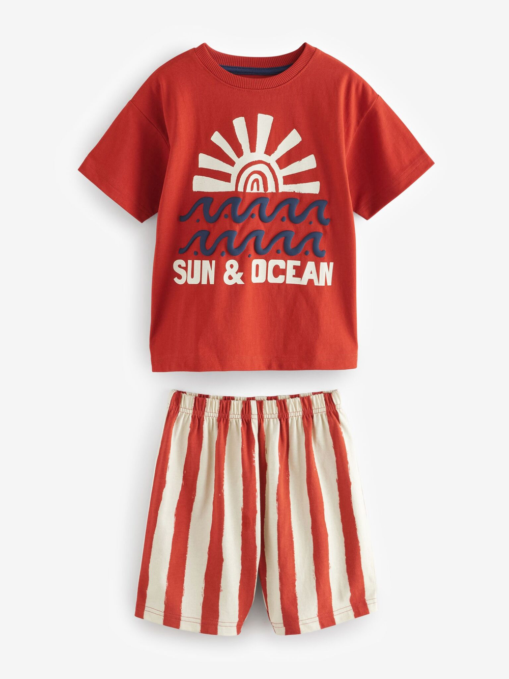 Пижама для мальчика Next AK0-016, 3 шт., Синий, Бежевый, Кирпичный