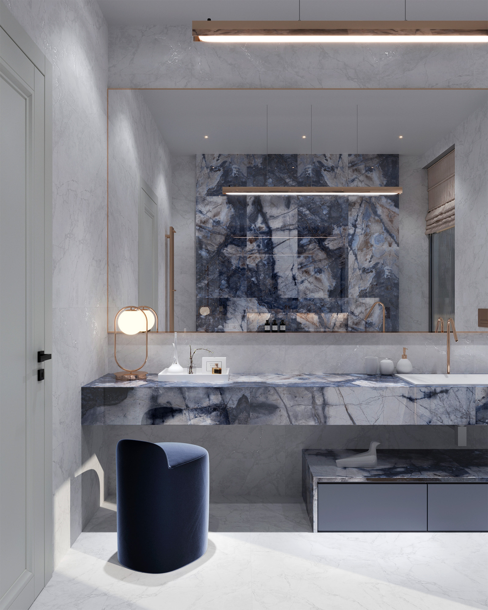 Керамогранит, Arcadia Ceramica, BERGAMO BLUE, 1200x600 мм, суперглянцевая