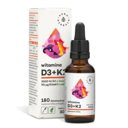 Aura Herbals Витамин D3 2000 K2 MK 7 капель, 30 мл