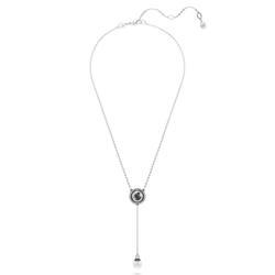 SWAN:NECKLACE PRL GRY/RHS
