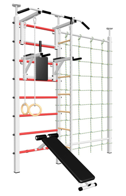 Шведская стенка Sv Sport враспор (Турник стандарт/Брусья/Скамья/Канат/Kольца/Лестница/Канатный лаз/Сетка)