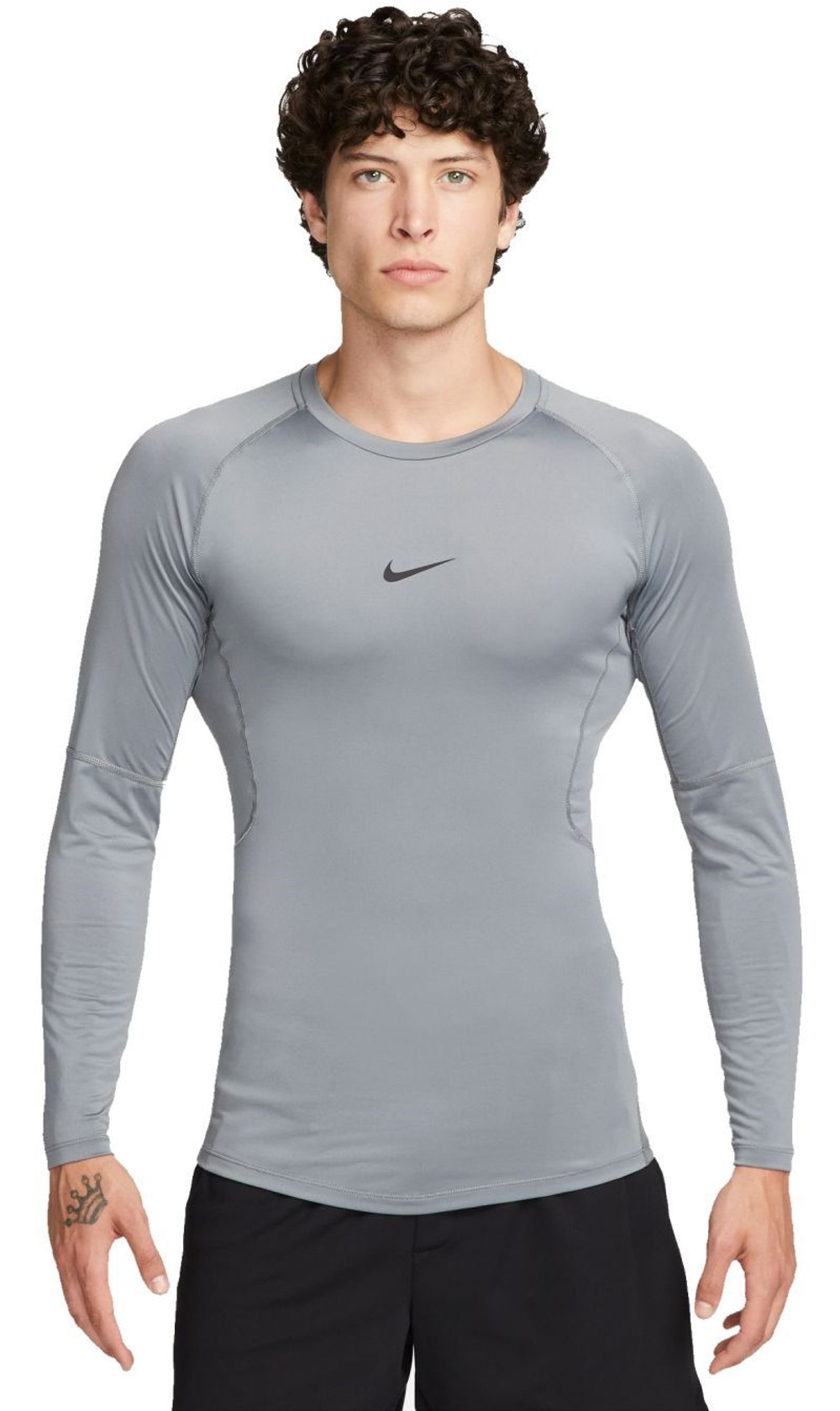 Термобелье Nike Pro Dri-FIT Tight Long-Sleeve Fitness Top - smoke grey/black - Gray