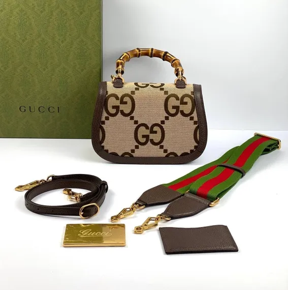 Маленькая сумка Gucci Bamboo 1947 из текстиля Jumbo Gg