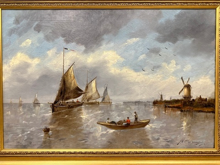 Морской пейзаж с лодками Авторская подпись – Camuset XIX век