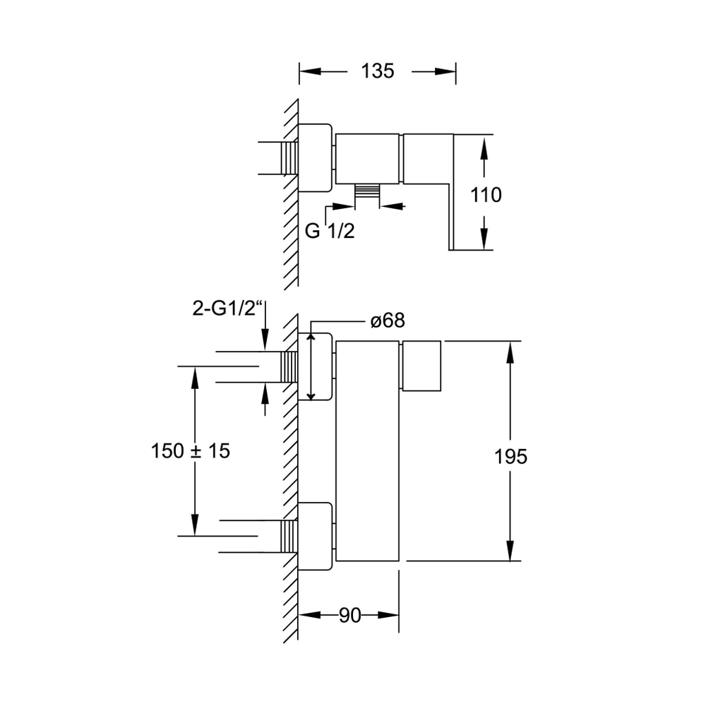 Steinberg Серия 170 Смеситель однорычажный для душа 1/2“ с керамическим картриджом, с защитой от обратного потока, хром 170 1200