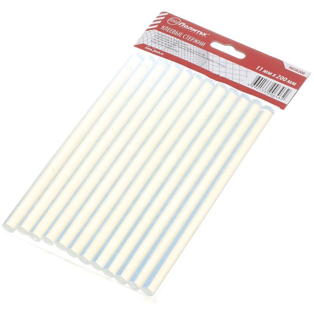 Стержни клеевые для пистолетов 12 шт, d11х200 мм, прозрач, Политех, 9050200