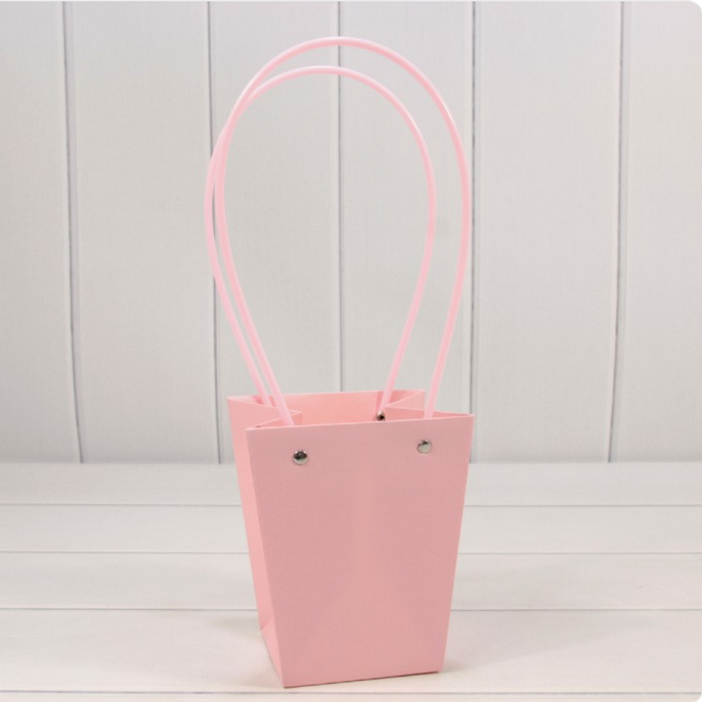 Пакет подарочный 15,5х13х9,5 Ваза для цветов (Розовый)