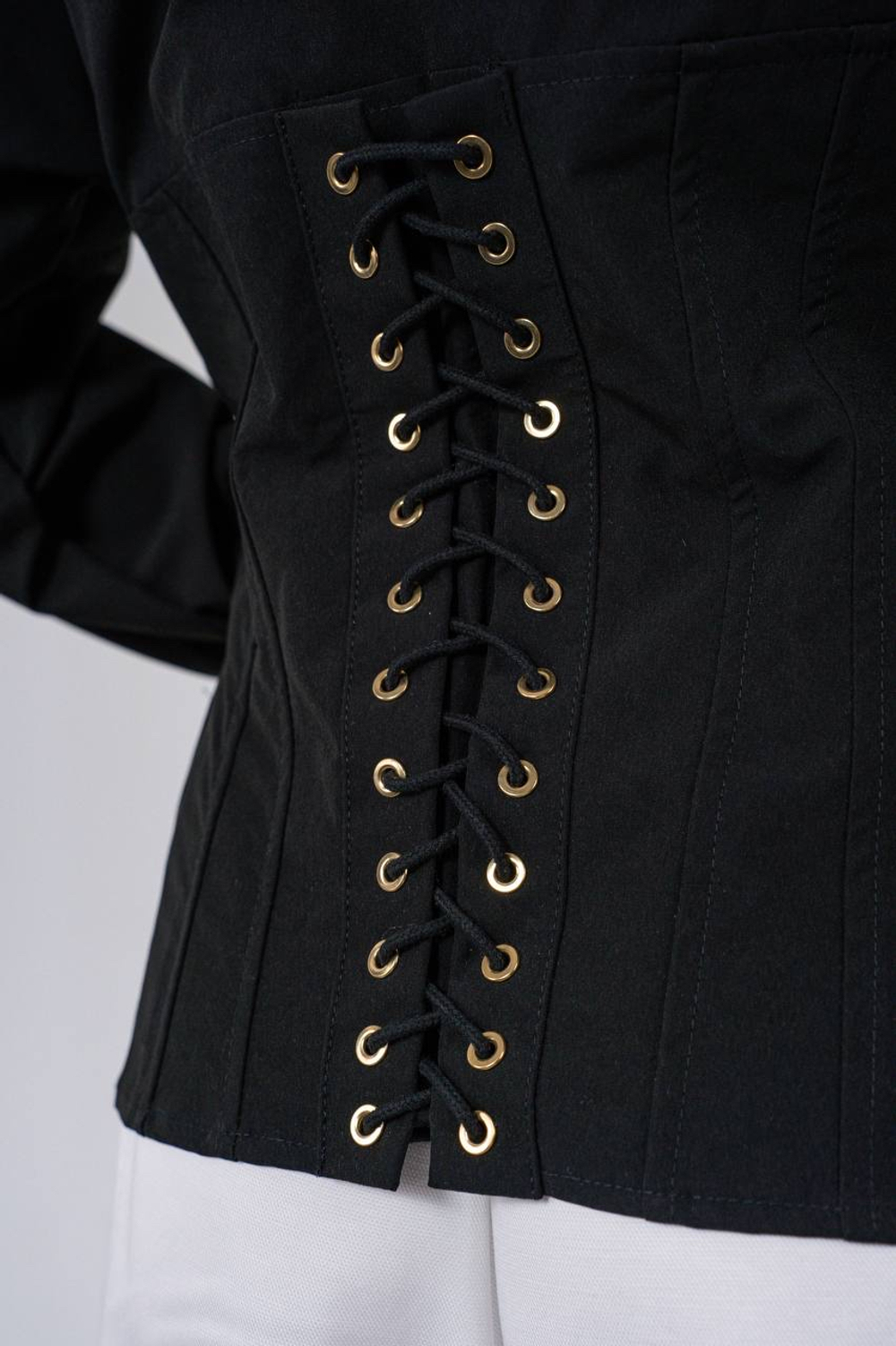 Блуза на молнии из хлопка с корсетом сзади