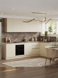 Угловая кухня Эмаль с рифленым фасадом, 3/1,5 м с фартуком