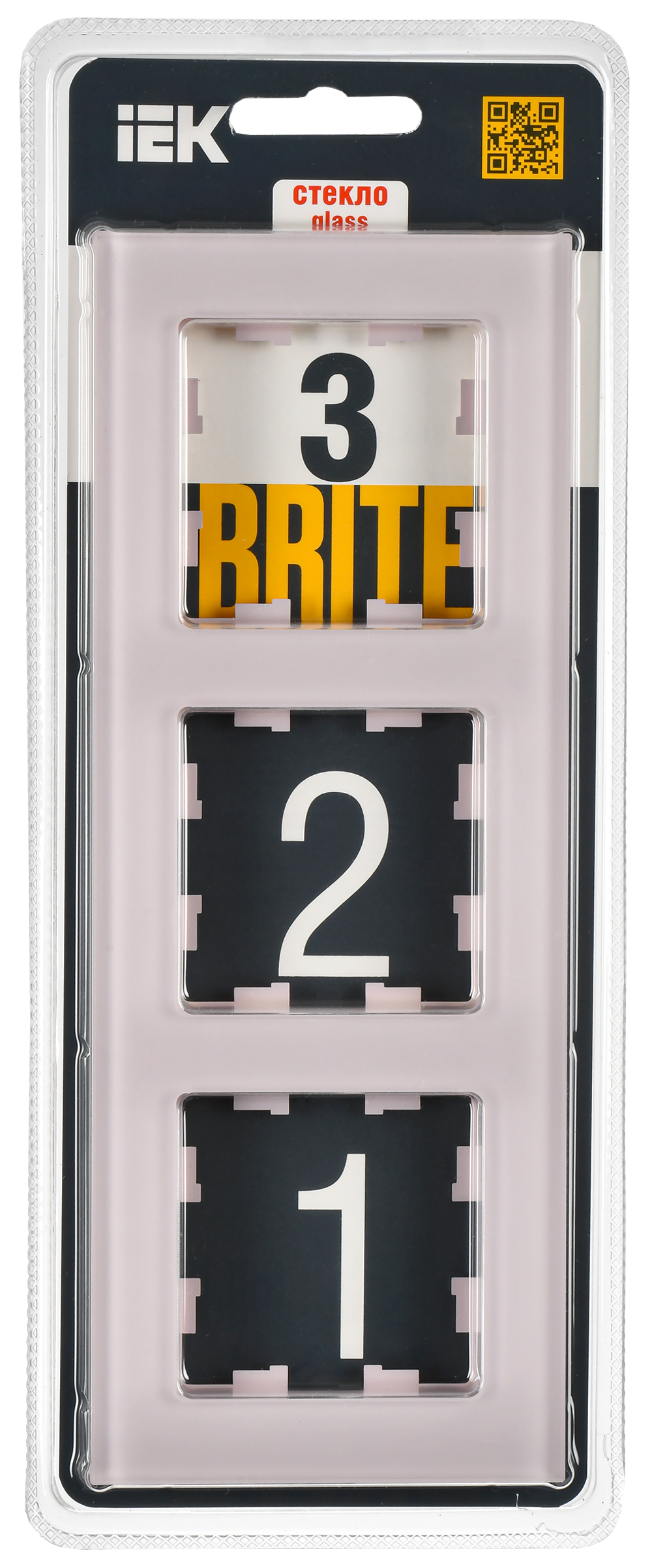 BRITE Рамка 3-местная РУ-3-2-Бр стекло розовый матовый IEK