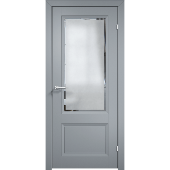 Фото межкомнатной двери эмаль Дверцов Модена 2 цвет серый RAL 7047 остеклённая
