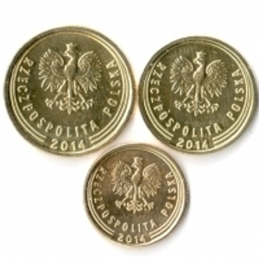 Набор 3 монеты 2014 г. 1,2,5 грошей Royal Mint. UNC
