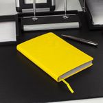 Ежедневник датированный 2022 А5 138x213 мм BRAUBERG "Foliage", под кожу, желтый, 112821