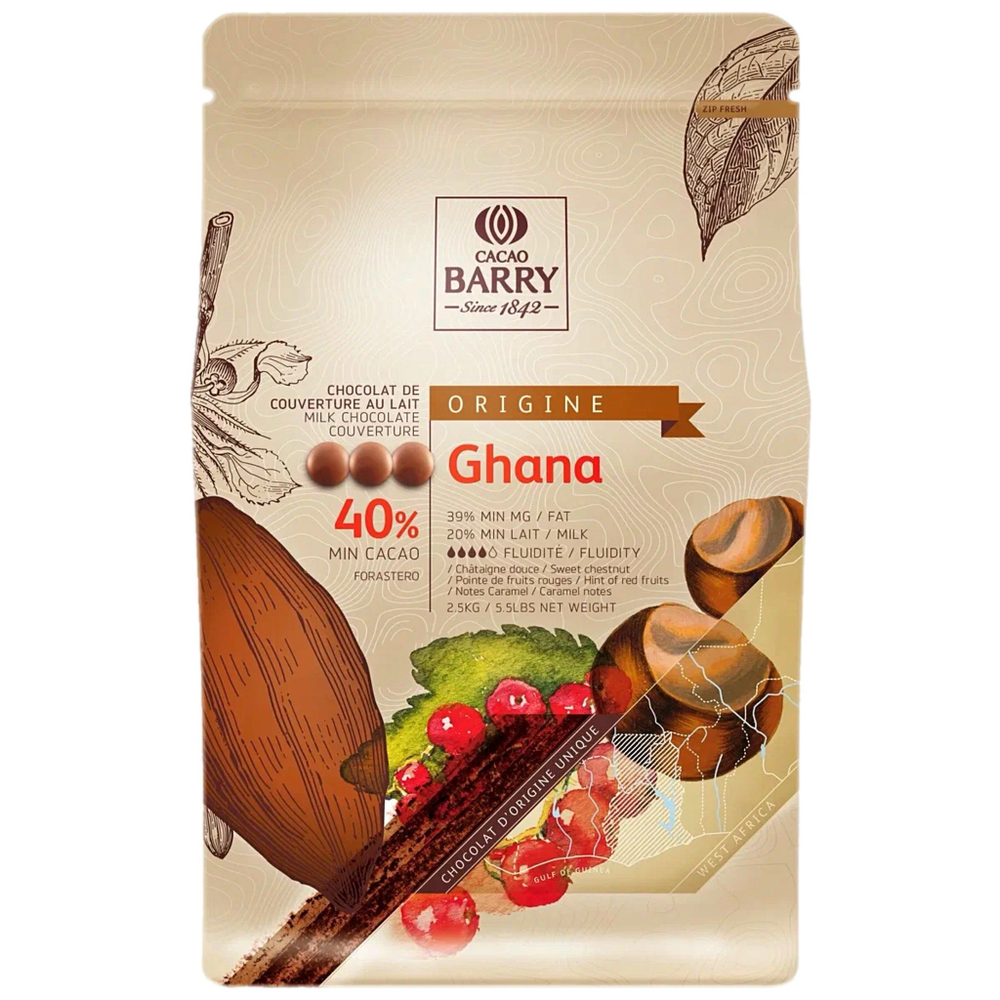 Шоколад молочный 40% «Cacao Barry» Ghana 1 кг