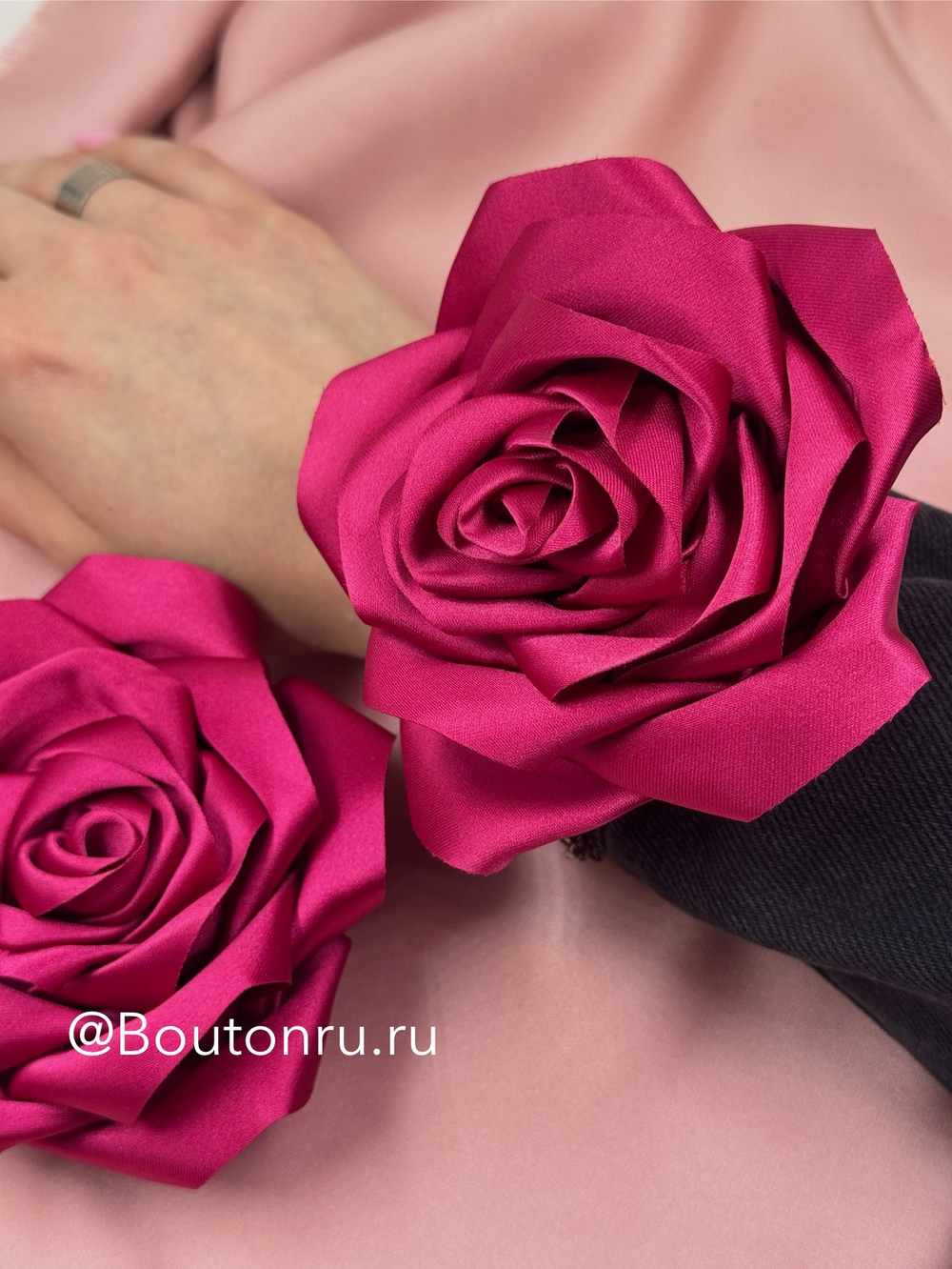 Брошь-заколка цветок "Роза" бургунди