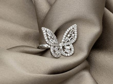 Кольцо "Бабочка" small 19мм, (серебро)