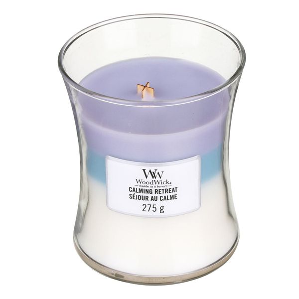 WoodWick Trilogy Calming Retreat - Ароматическая свеча с деревянным фителем 275 г