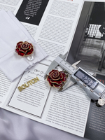 Накладка на пуговицу Роза объемная с красной эмалью