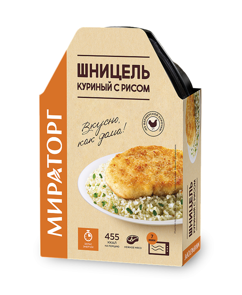 Шницель куриный с рисом, Мираторг, 0,26