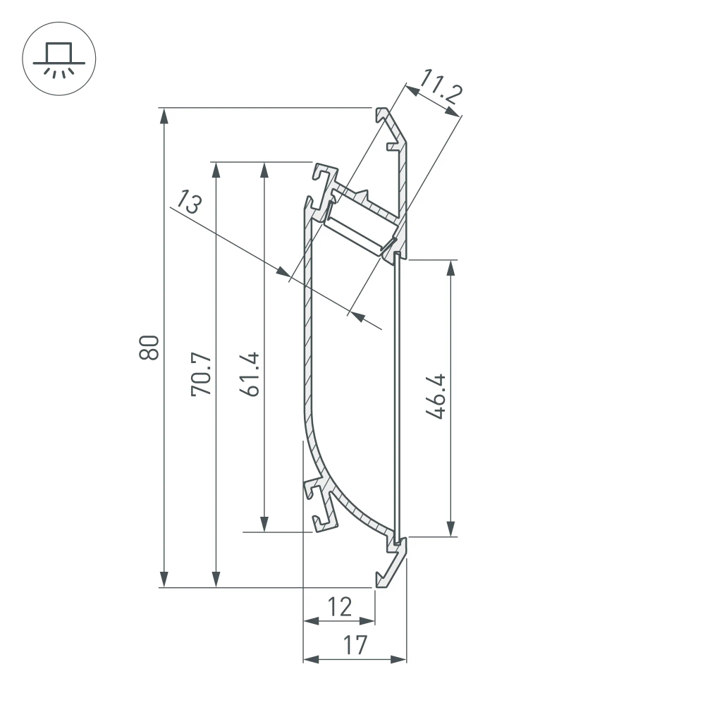 Профиль K-WALL-2000 ANOD (Arlight, Алюминий) 021716