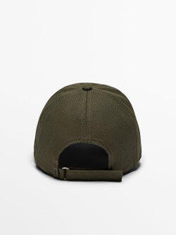 Massimo Dutti Холщовая хлопковая кепка, хаки