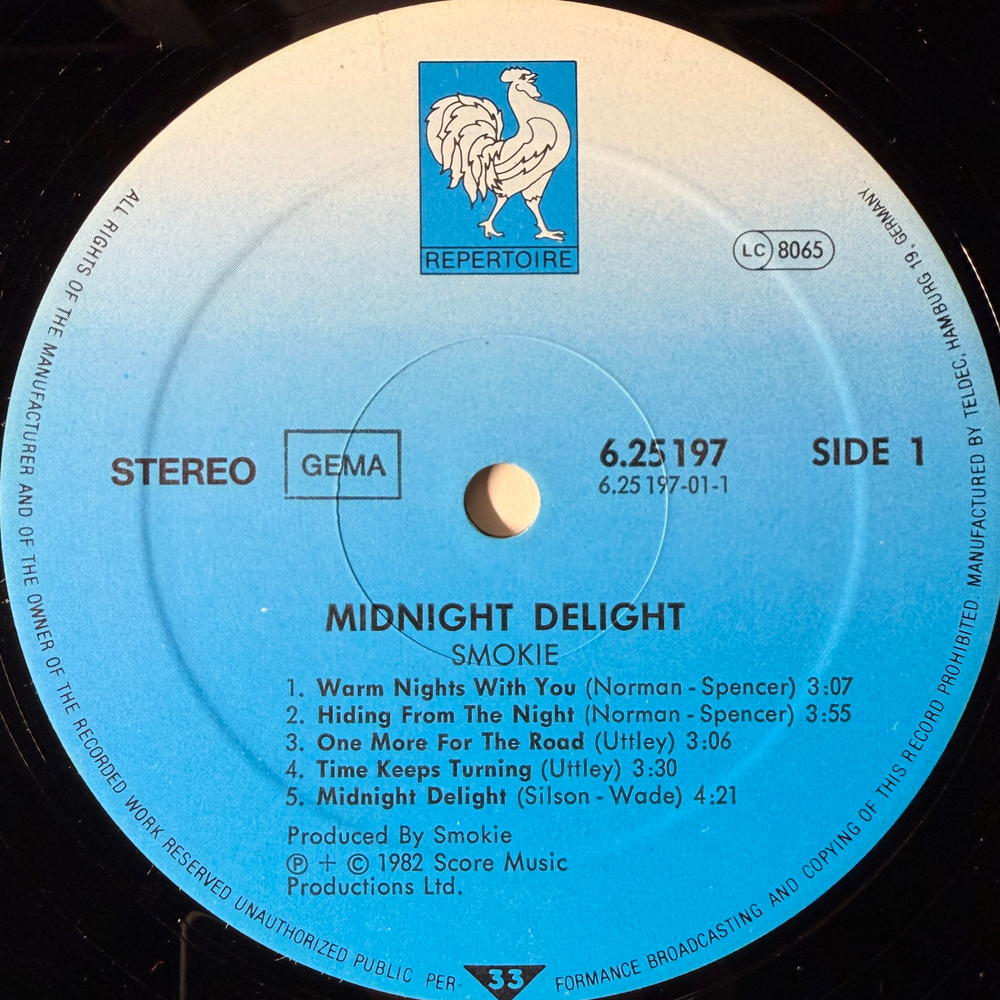Smokie ‎– Midnight Delight (Германия 1982г.)