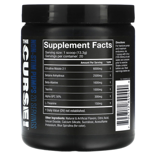 JNX Sports, The Curse, добавка для роста мышц без стимуляторов, со вкусом голубой малины, 266 г (9,38 унции)