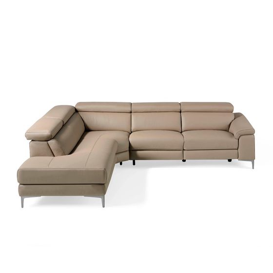 Угловой диван с реклайнером Angel Cerda 5320-L, бежевая кожа