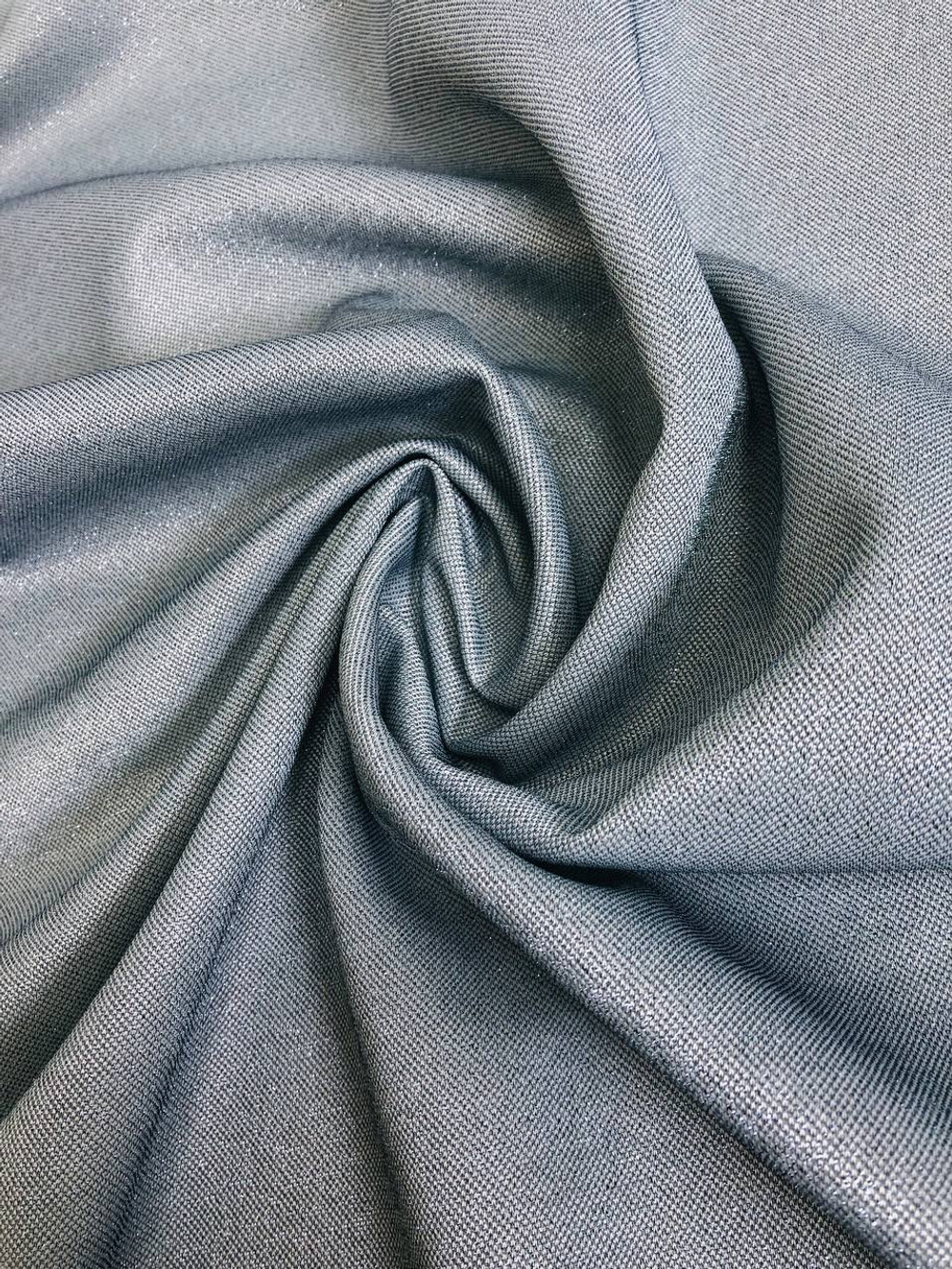 Трикотаж люрекс, белый/голубой/серебро IDT