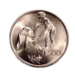 Монета Сан-Марино 500 лир (lire) 1972 год Женщина с младенцем
