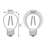 Лампа Gauss LED Filament Шар 5W E27 420 lm 2700K диммир.105802105-D