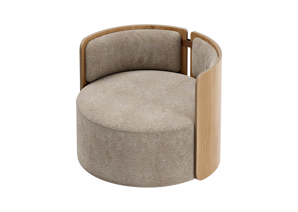 Кресло крутящееся Lagom 800 (бежевый букле, натуральный дуб)