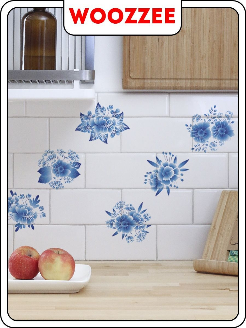 Наклейка декоративная А3 "Синие цветы 2"