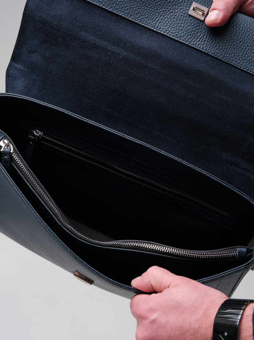 Мужская кожаная сумка Levi DBR 7115 насыщенный синий