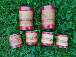 Кружка малая фарфоровая без ручки с берестой. Коллекция Christmas (Рождество)