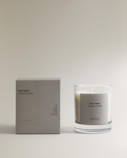 Zara Home Свеча ароматическая Dark Amber 200 г, растительный воск, аромат восточный древесный, Коричневый