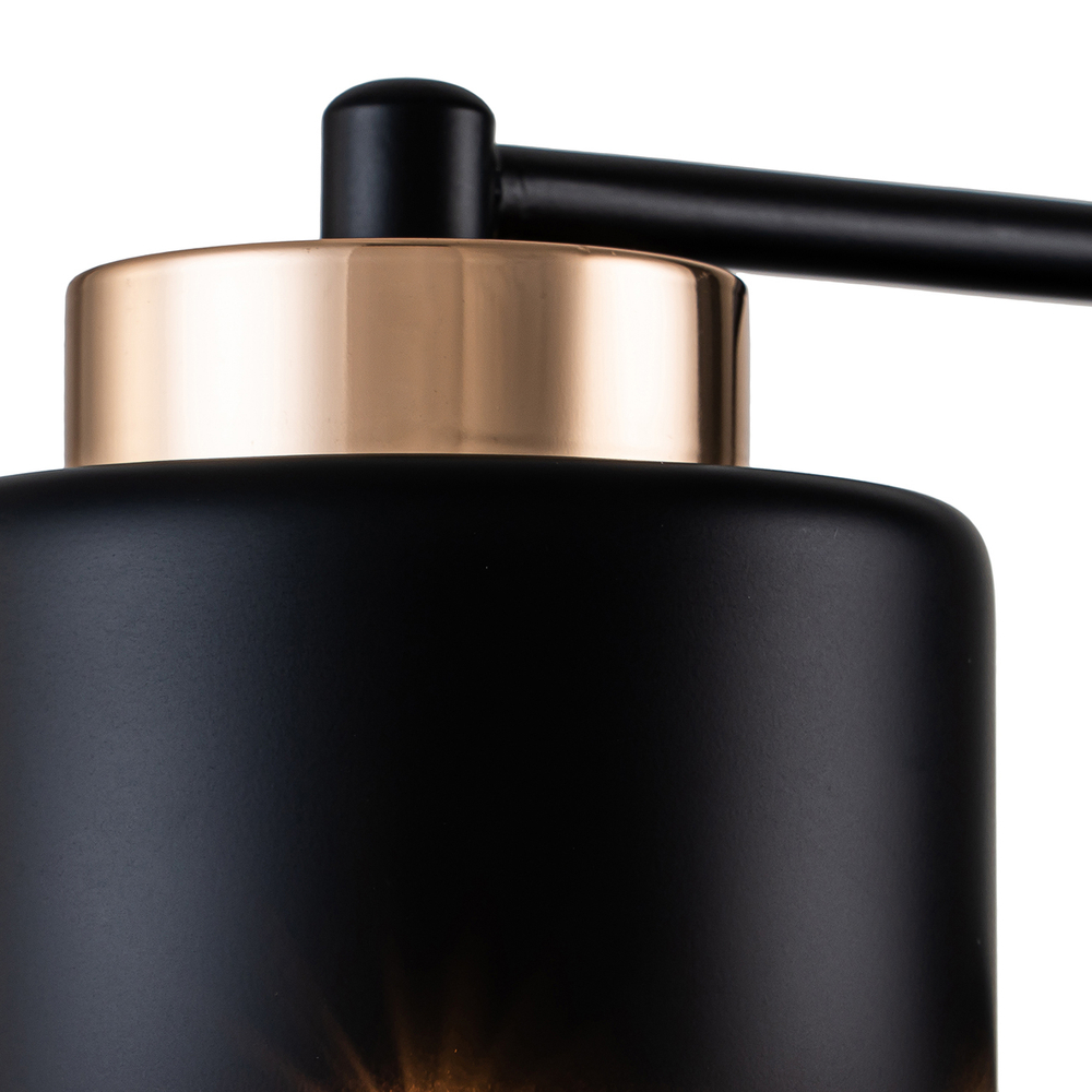 Настенный светильник 1x40Вт E27, металл/стекло, черный/золото