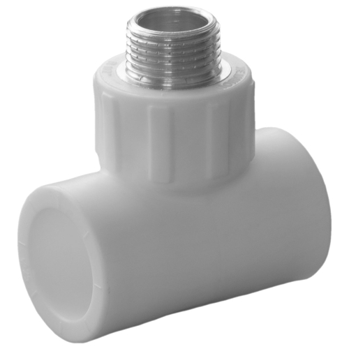 Тройник комбинированный полипропиленовый PPRC НР 20х3/4" наружная резьба, белый