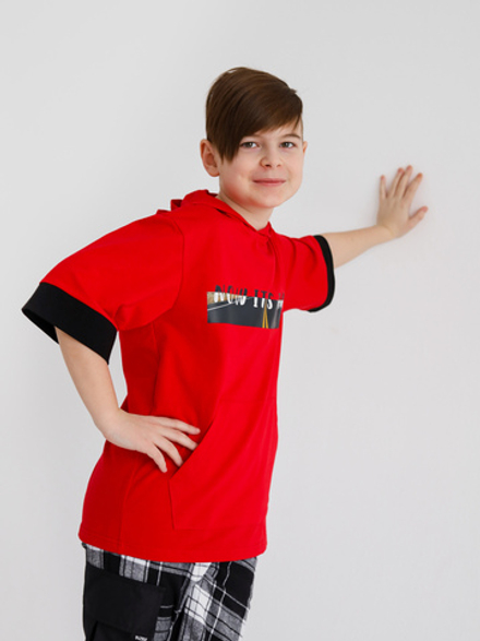 Футболка с капюшоном JUNIOR, красная