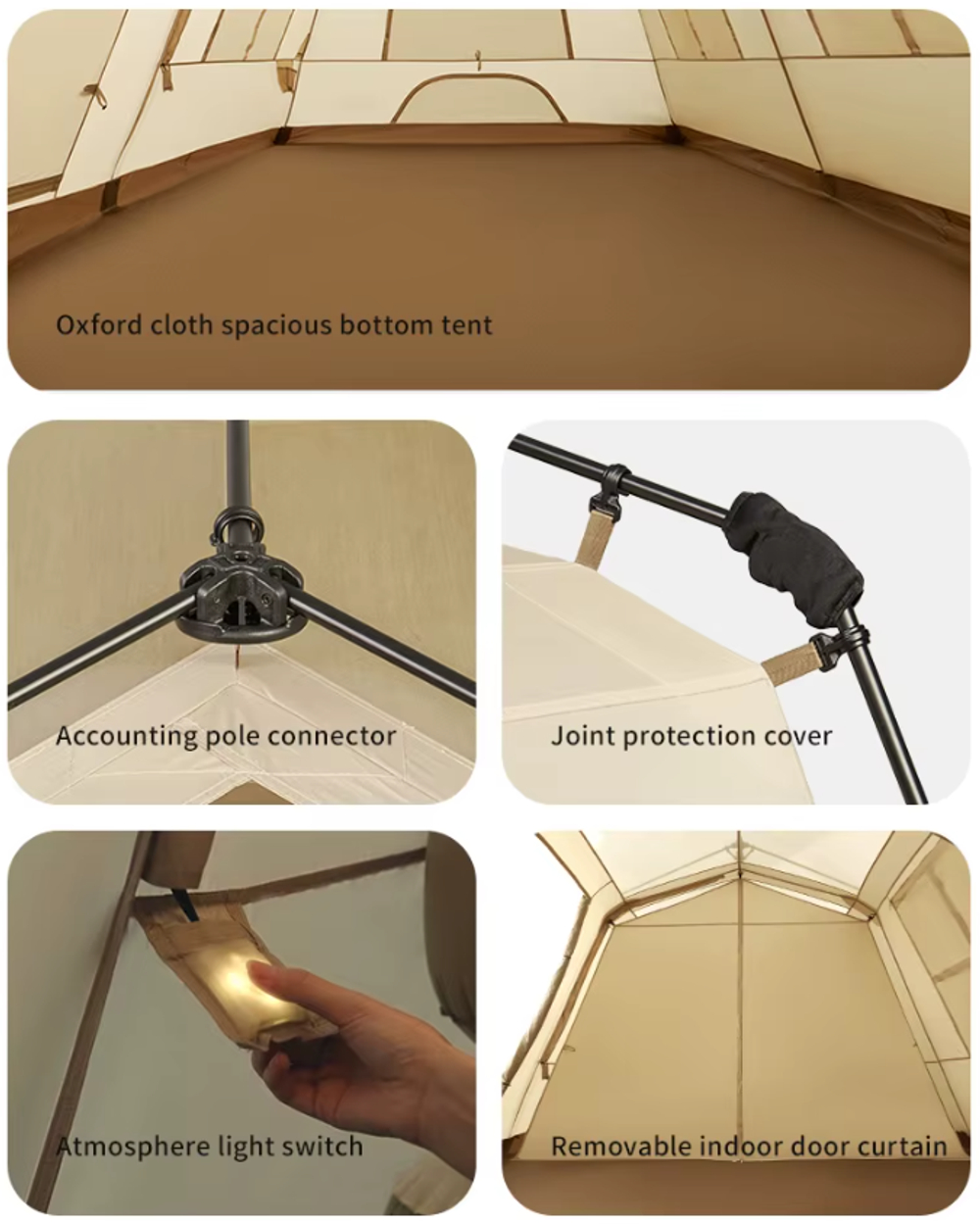 Палатка Naturehike Village 13 Ultimate Edition автоматическая 5-8-местная, с верандой, коричневая