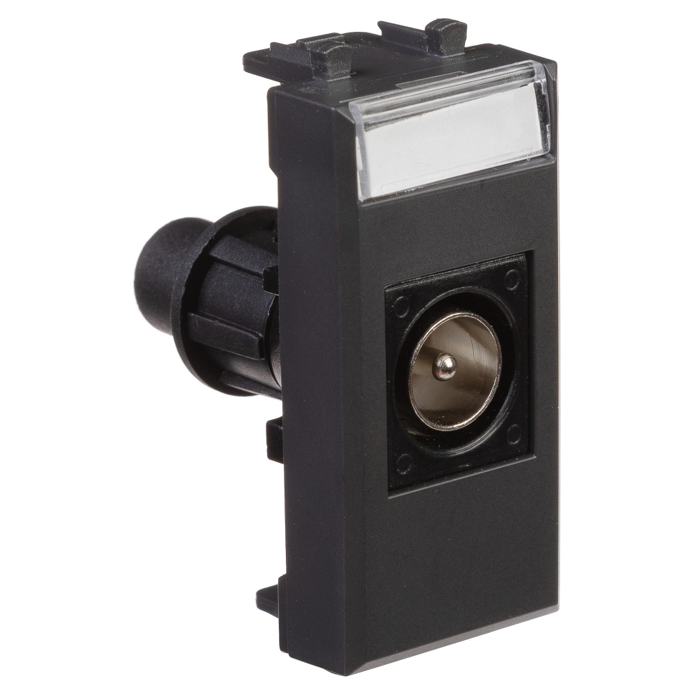 Розетка TV одиночная модульная, "Avanti", "Черный матовый", 1 модуль