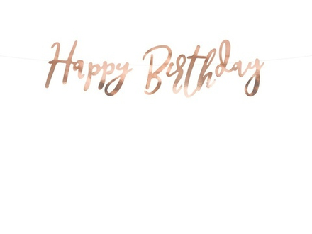 Гирлянда "Happy Birthday" (розовое золото) 62 см