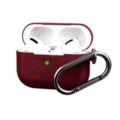 Силиконовый чехол Hang Silicon case LE с карабином для AirPods Pro (Бургундский / burgundy)